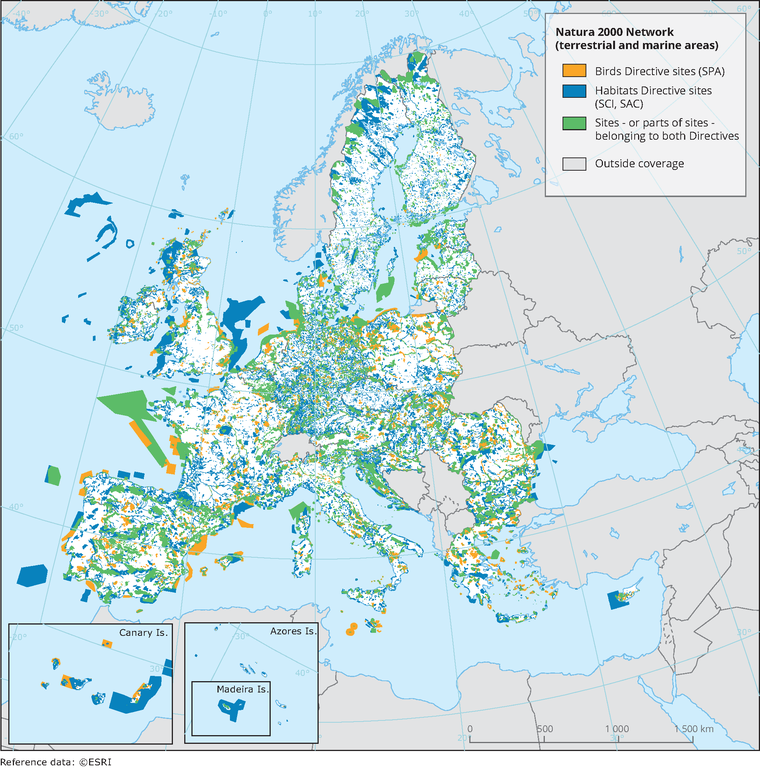 Carte sites Natura 2000 Europe